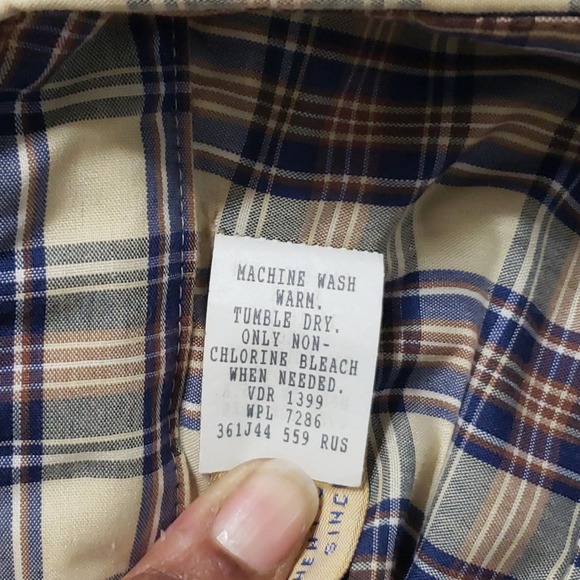 Big Mac Vtg Plaid Work Utility Shirt Large Tan Blue Brown Sz 16-16.5 USA - Picture 6 of 10